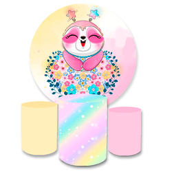 Kit Capa Painel + Trio Cilindros Preguiça Rosa - Loja | Bibi Painéis