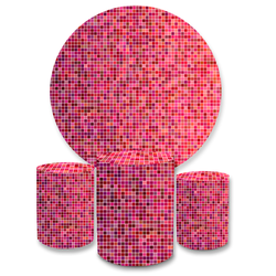 Kit Capa Painel + Trio Cilindros Rosa Quadriculado - Loja | Bibi Painéis