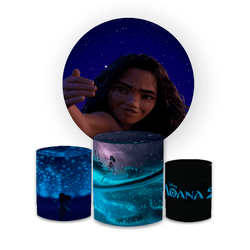 Kit Painel Redondo + Trio Cilindros Tema Moana 2 L... - Loja | Bibi Painéis