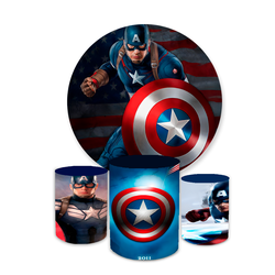 Kit Capa Painel + Trio Cilindros Capitão América J... - Loja | Bibi Painéis