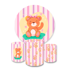Kit Capa Painel + Trio Cilindros Ursinha 02 Rosa - Loja | Bibi Painéis