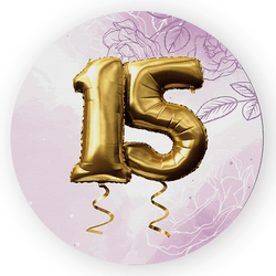 Capa Painel Redondo Decorativo Tema 15 Anos Decora... - Loja | Bibi Painéis