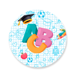 Capa Painel Redondo Decorativo Tema ABC Educativo ... - Loja | Bibi Painéis