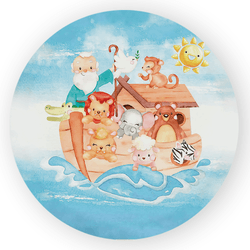 Capa Painel Redondo Decorativo Tema Arca de Noé An... - Loja | Bibi Painéis