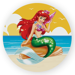 Capa Painel Redondo Decorativo Tema Ariel Princesa... - Loja | Bibi Painéis