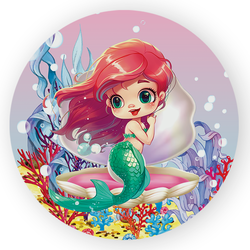 Capa Painel Redondo Decorativo Tema Ariel Princesa... - Loja | Bibi Painéis