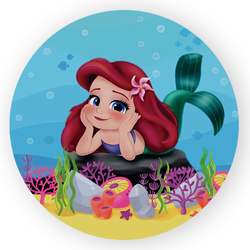 Capa Painel Redondo Decorativo Tema Ariel Princesa... - Loja | Bibi Painéis