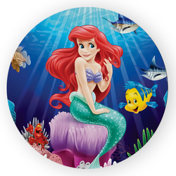 Capa Painel Redondo Decorativo Tema Ariel Princesa... - Loja | Bibi Painéis