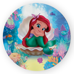 Capa Painel Redondo Decorativo Tema Ariel Princesa... - Loja | Bibi Painéis