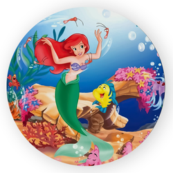 Capa Painel Redondo Decorativo Tema Ariel Princesa... - Loja | Bibi Painéis