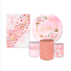 Kit Casadinho Tema Gratidão Floral Rosa - Loja | Bibi Painéis