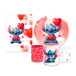 Kit Casadinho Tema Stitch Coração Vermelho - Loja | Bibi Painéis