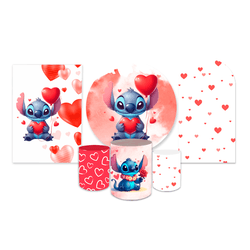 Kit Completo Stitch Coração Vermelho - Loja | Bibi Painéis