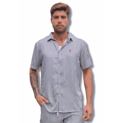 CAMISA M/C VISCOSE LISTRADA - 85067.318 - BIOTWO