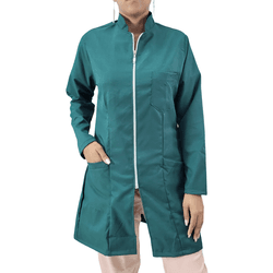 Jaleco Verde Ziper Feminino em Gabardine Microfibr... - BRANCURA