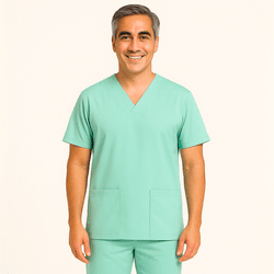 Camisa Scrub Verde Água Masculina - Privativo Pija... - BRANCURA