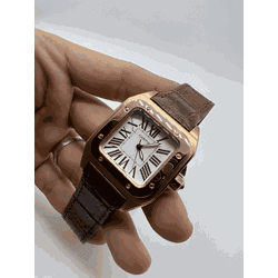 CRCOS-004 - Relogio Cartier Santos Couro Cod.crcos... - Junior Relógios de Luxo
