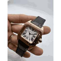 CRCOS-002 - Relogio Cartier Santos Couro Cod.crcos... - Junior Relógios de Luxo