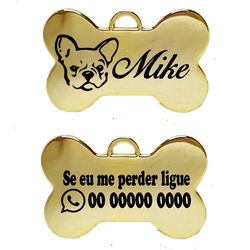 Pingente Dourado médio com gravação de raça - Brincadeira Animal
