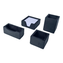 Kit 2 WorkSpace - PRETO - Porta Lápis, Porta Clips, Porta Rascunho, Porta Cartões de Visita - COURO LEGÍTIMO