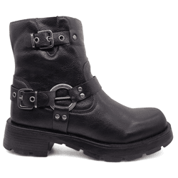 Bota Biker Preto Couro Legítimo - BIKER-PRETA - Calçados Em Casa