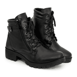 Coturno Feminino Preto Sintético com Zíper Lateral... - CALMARIASHOP