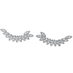 Brinco Ear Cuff folhas prateado - Carol Lúcio