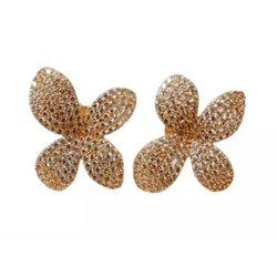 Brinco Flor Cravejado dourado - Carol Lúcio
