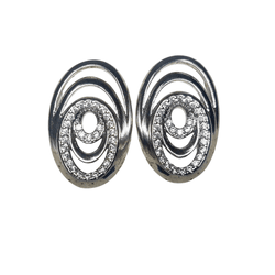 Brinco Oval Estilizado Prateado - Carol Lúcio