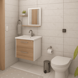 KIT TOUCADOR ROMA C/ PE + PIA + ESP NOGAL - Casa Fácil Materiais Para Construção