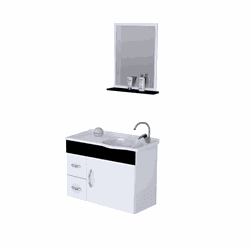 Kit Toucador Siena Preto 60cm Rorato - CASAITAL