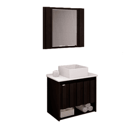 Kit Toucador Treviso Preto 63cm Rorato - CASAITAL