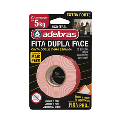 Fita Dupla Face 24MM X 1,5M Fixa Pro Un Adelbras - Casas Jardim 