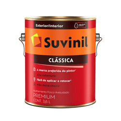 Tinta Suvinil Acrílico Fosco Clássica Premium 3,6L... - Casas Jardim 