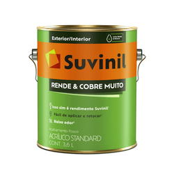 Tinta Suvinil Acrílico Fosco Rende e Cobre Muito S... - Casas Jardim 