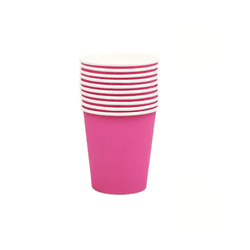 Copo de Papel Rosa Pink Descartável 250ml - 10 uni... - CELEBRAH ARTIGOS PARA FESTAS