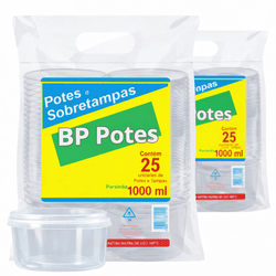 Kit Pote Redondo 1L C/ Tampa - RIOPLASTIC - César Embalagens
