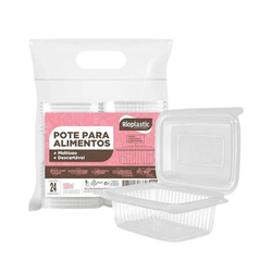 Pote Retangular Articulado 500ml C/ Tampa - Marmit... - César Embalagens