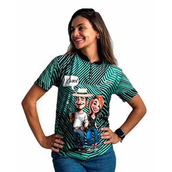 CAMISA FEMININA MANGA CURTA AGROPIL VERDE/BRANCO G... - CFBRASIL