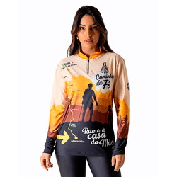 CAMISA FEMININA C.F BRASIL CAMINHO DA FÉ BEGE - P0... - CFBRASIL