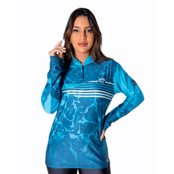 CAMISA FEMININA C.F BRASIL CAMUFLADO AZUL - P035-C... - CFBRASIL