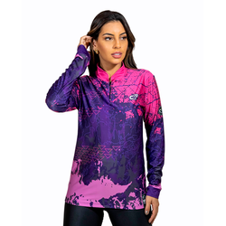 CAMISA FEMININA C.F BRASIL NEBULOSA PINK COM ROXO ... - CFBRASIL