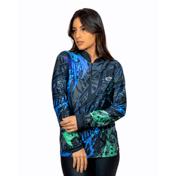 CAMISA FEMININA C.F BRASIL FRAGMENTO LINEAR AZUL -... - CFBRASIL