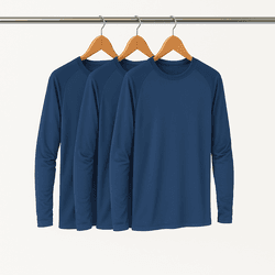 Kit 3 Camisetas Manga Longa Dry Fit Masculina Azul... - CHIELLA