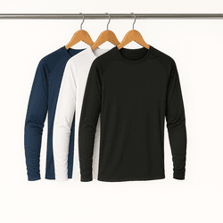 Kit 3 Camiseta sManga Longa Básica Masculina Cores... - CHIELLA