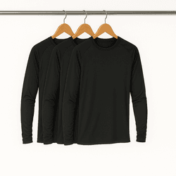 Kit 3 Camisetas Manga Longa Básica Masculina Preto... - CHIELLA