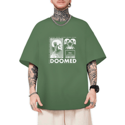 Camiseta Oversized Masculina Doomed Verde Militar ... - CHIELLA