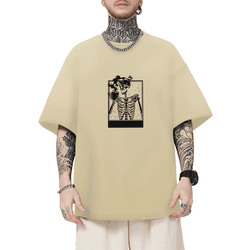 Camiseta Oversized Masculina Esqueto Cafe Nude - P... - CHIELLA