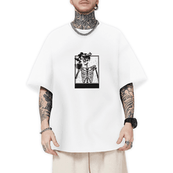 Camiseta Oversized Masculina Esqueto Cafe Branco -... - CHIELLA