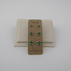 Trio Zircônia Coração Esmeralda Garras 3,4,5mm - ... - C Martiniano Joias